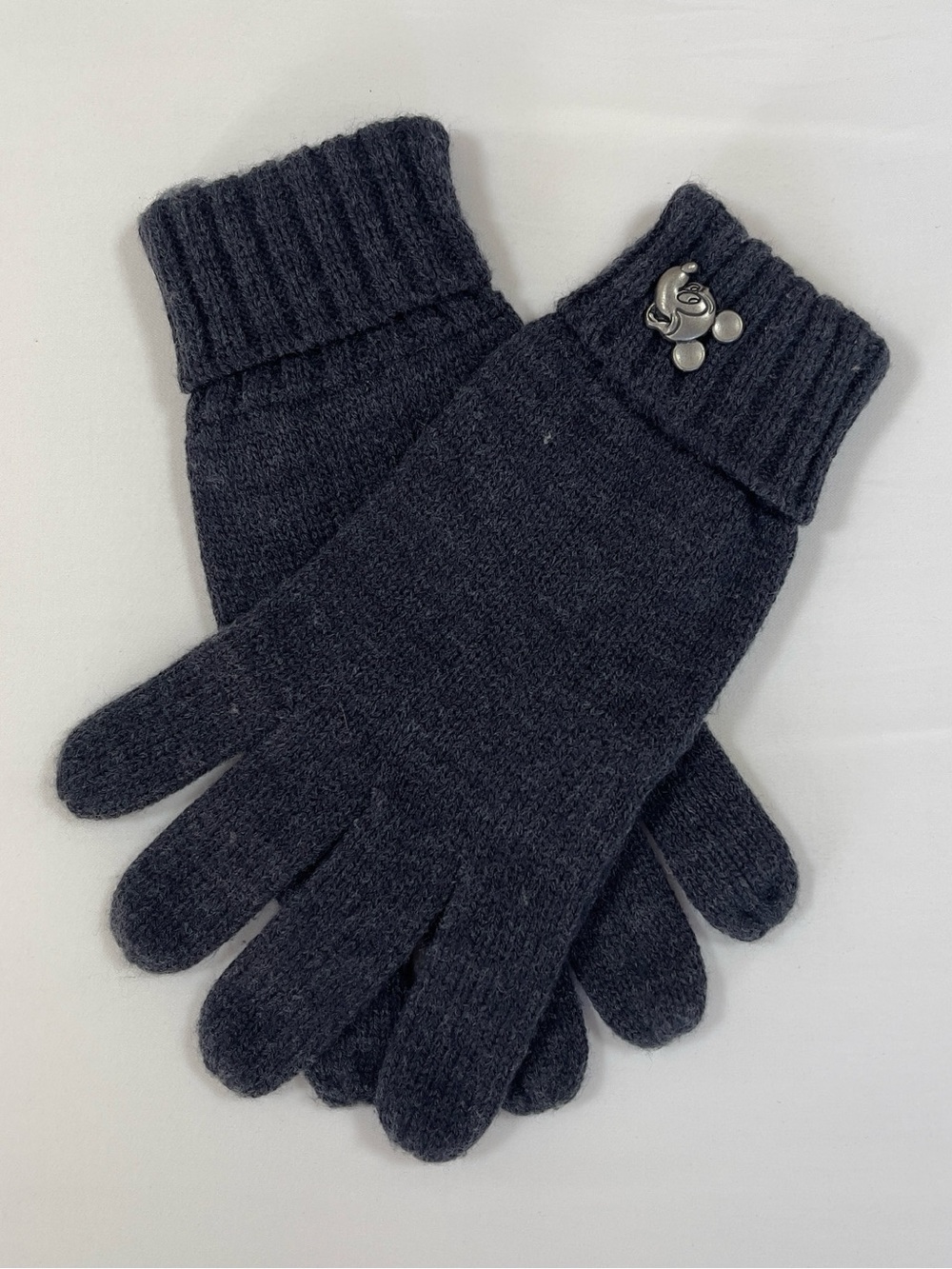 Disney Parks Mickey Mouse Emblem Winter Warm Adult Gloves Fuzzy Navy Blue